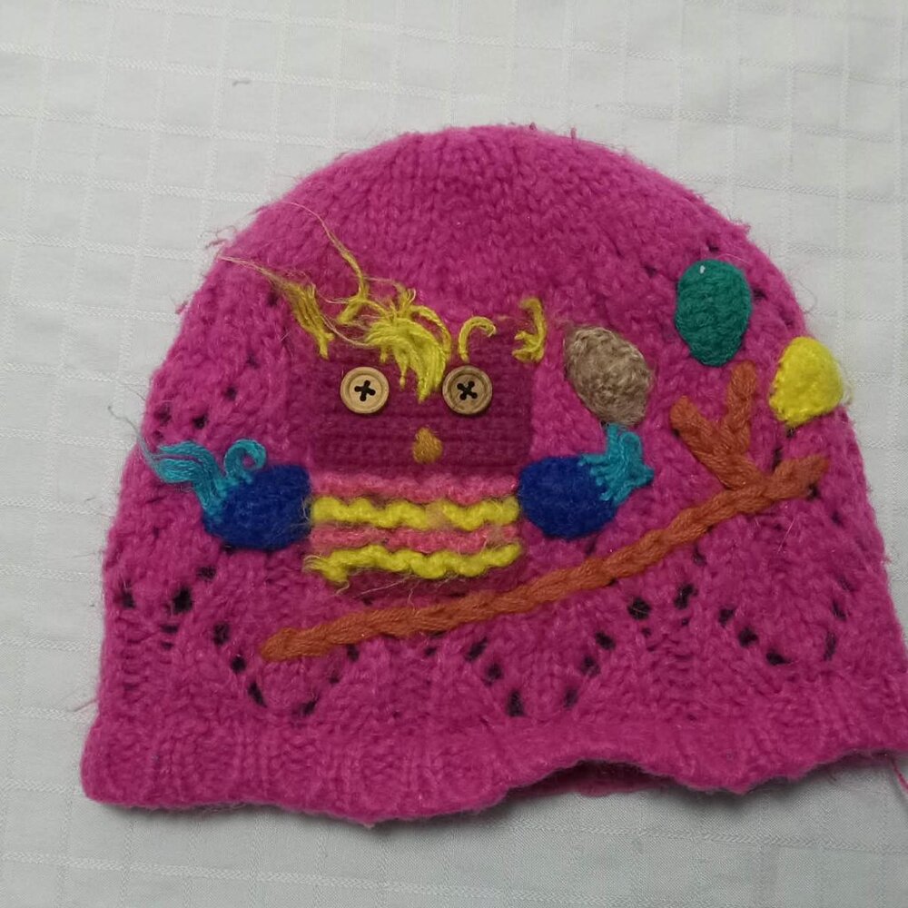 Cute warm hat with colorful embroidery, 2005, size: 2-6 years